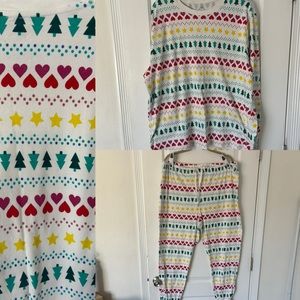 Primary grown-ups adult organic cotton pajamas set XXXL trees heart unisex pride